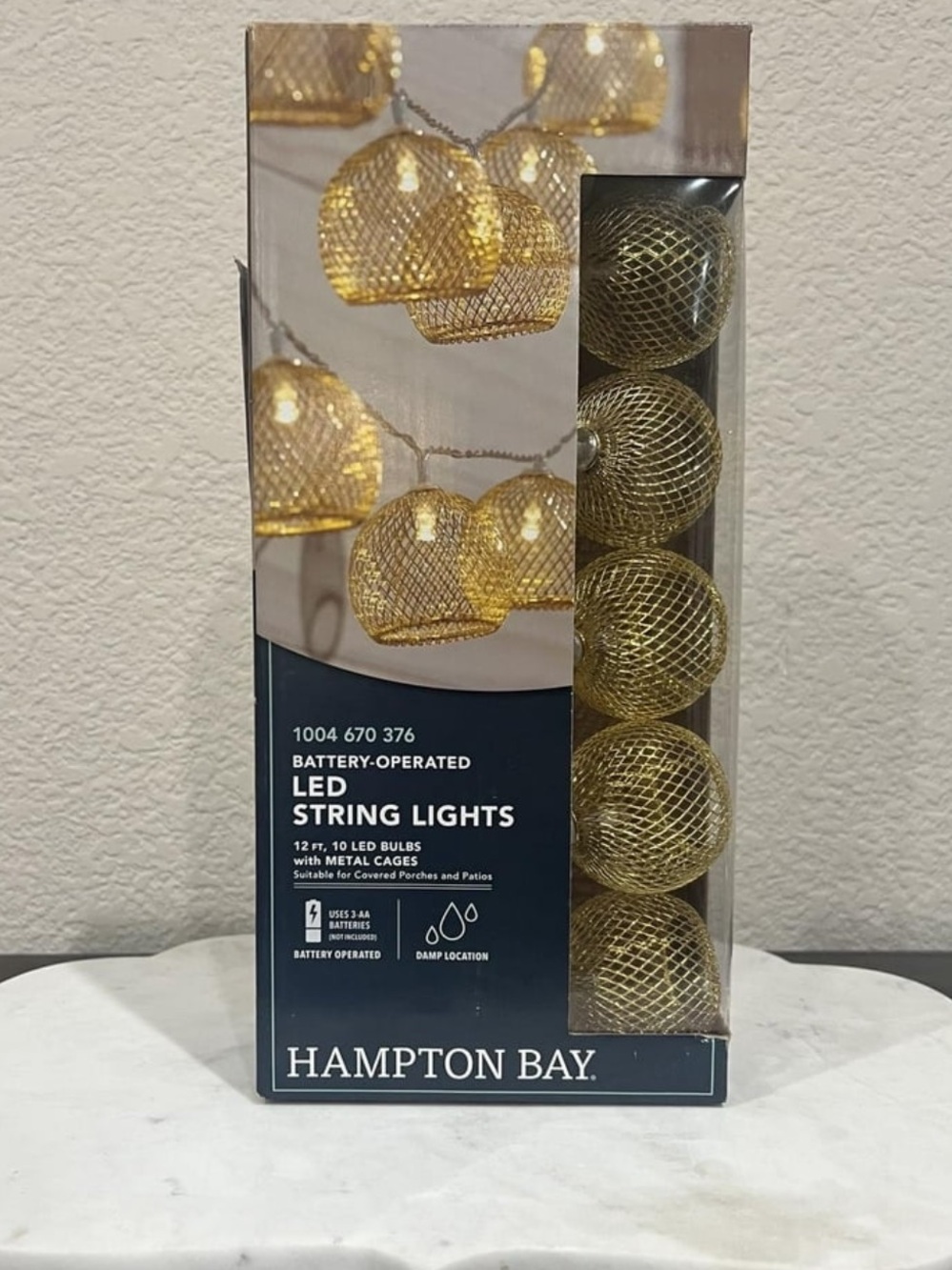 Hampton Bay Indoor 12 ft. Battery Operated LED String Lights
